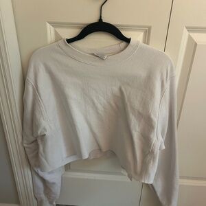 Cropped White Champion Hoodie (Size M)